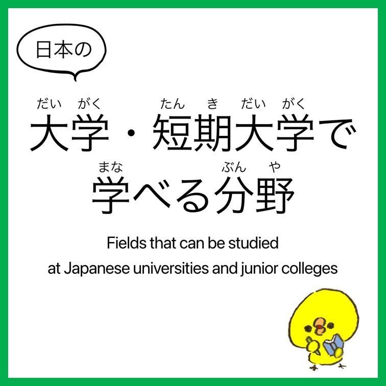 The field that you can study at universities and junior colleges in Japan
